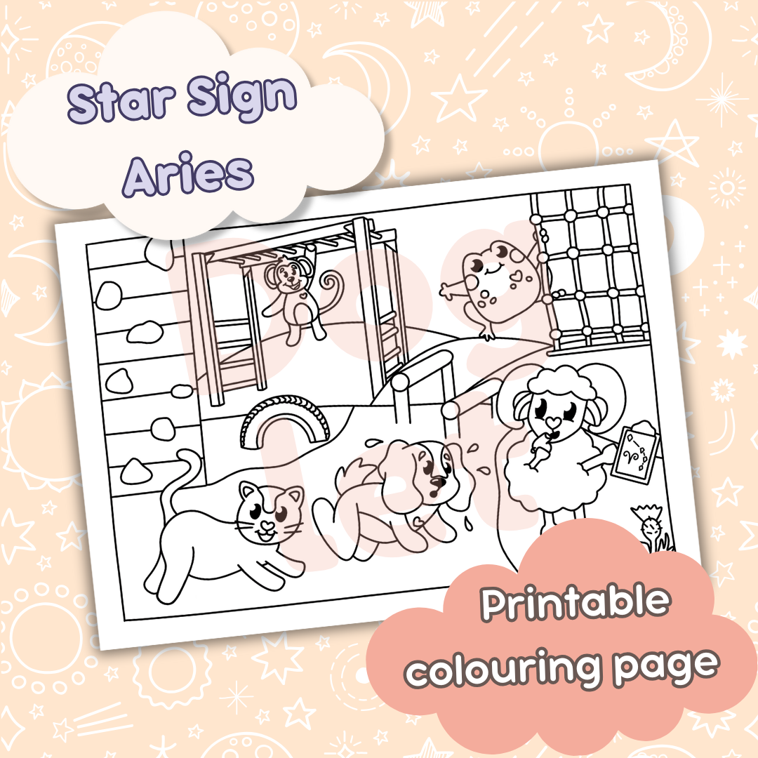 horoscope colouring page, aries colouring page, star sign colouring page, free colouring pages