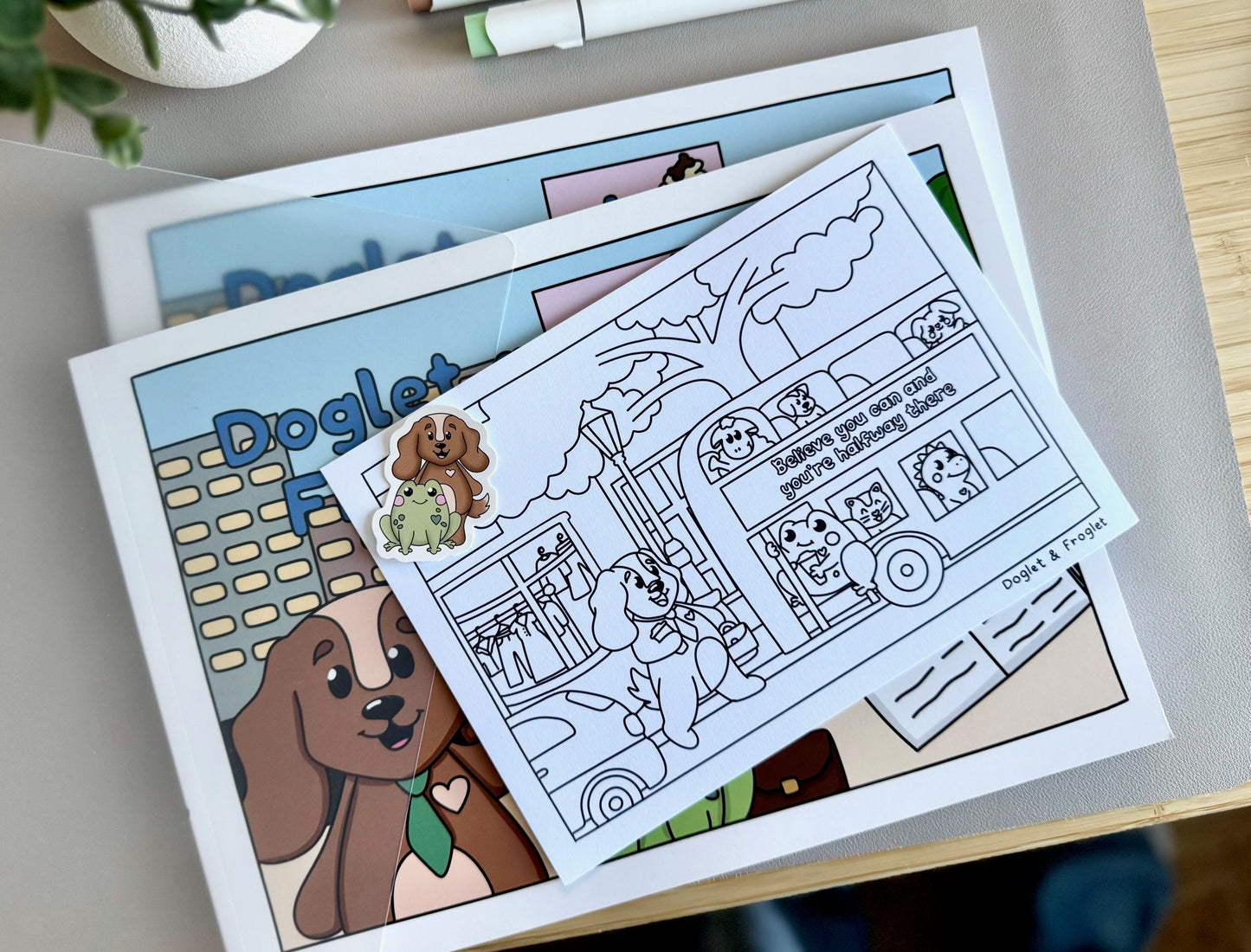 colouring book uk, cute colouring book uk, colouring book with dogs, colouring book with frogs, adult colouring book, colouring book for kids, doglet and froglet, careers colouring book