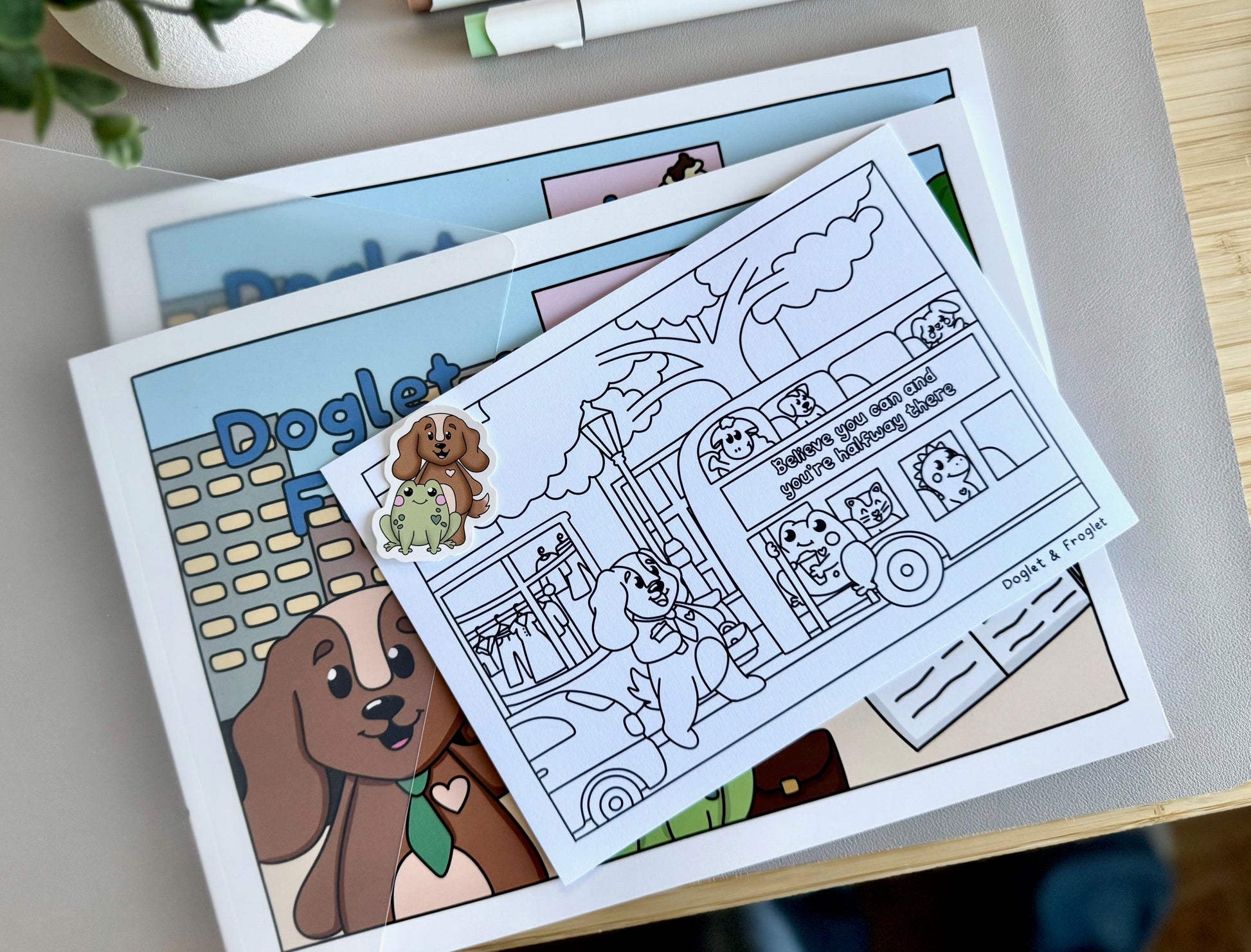 colouring book uk, cute colouring book uk, colouring book with dogs, colouring book with frogs, adult colouring book, colouring book for kids, doglet and froglet, careers colouring book