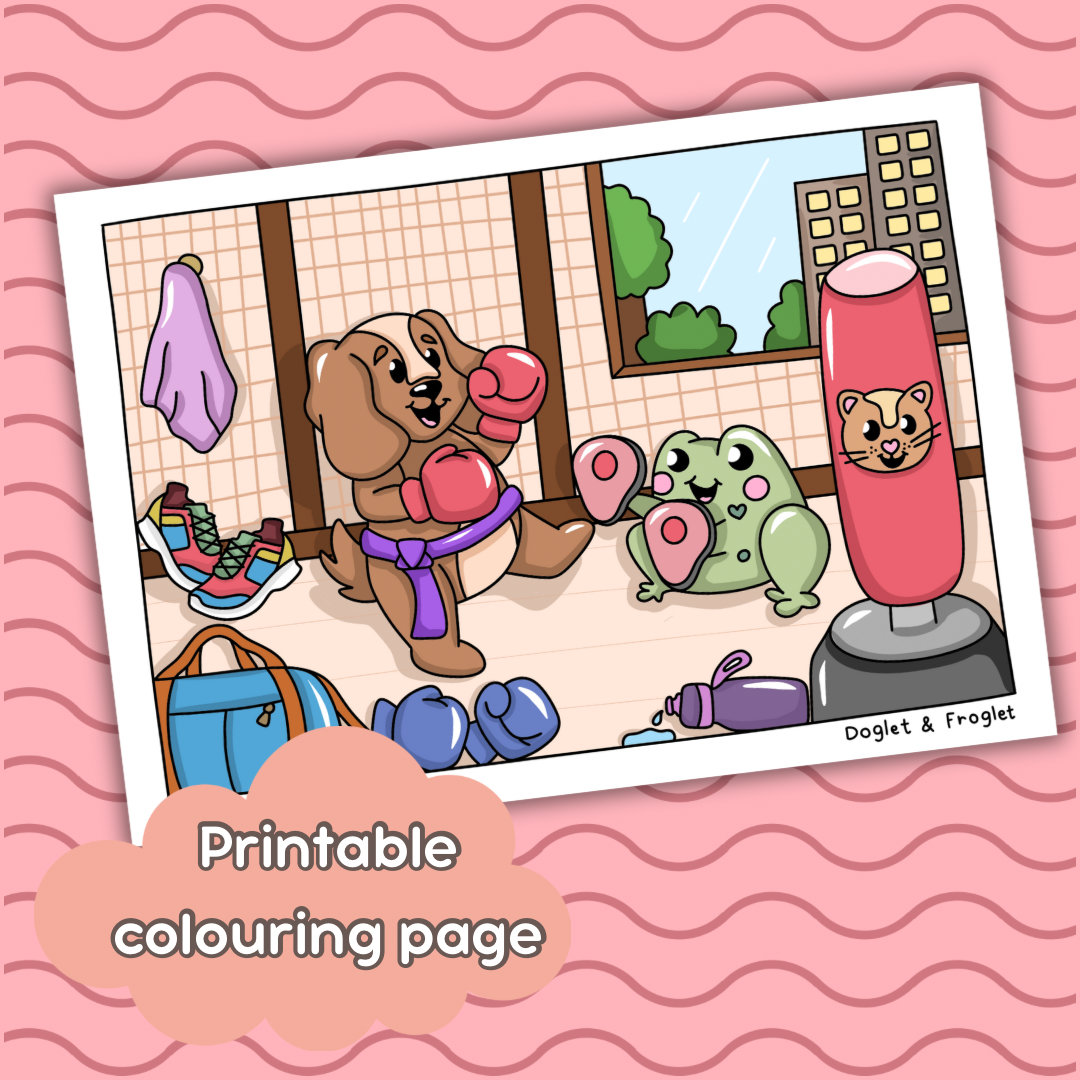 Kickboxing • Printable Colouring Page
