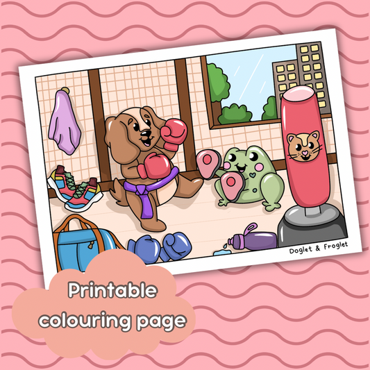 Kickboxing • Printable Colouring Page