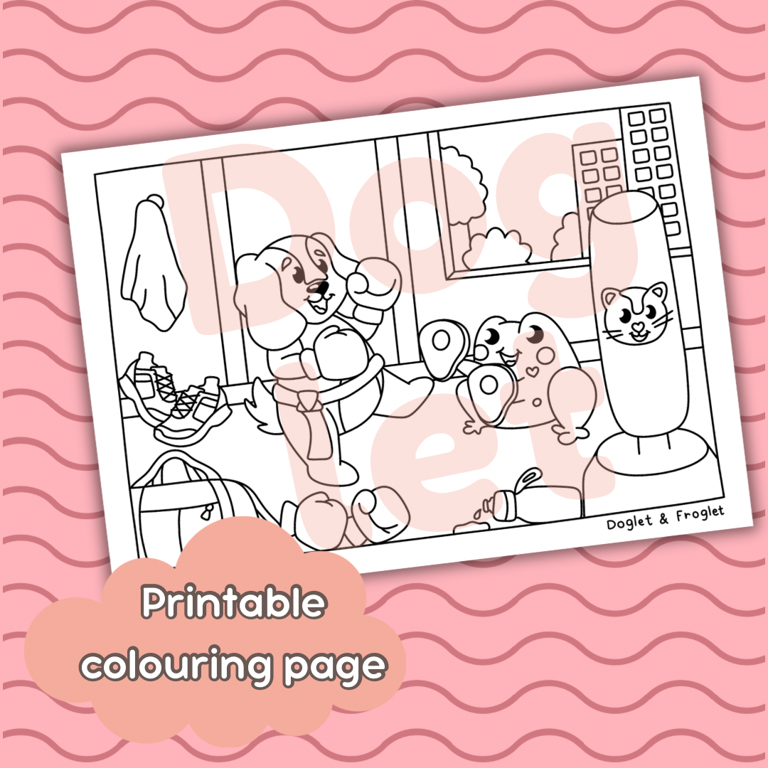 Kickboxing • Printable Colouring Page