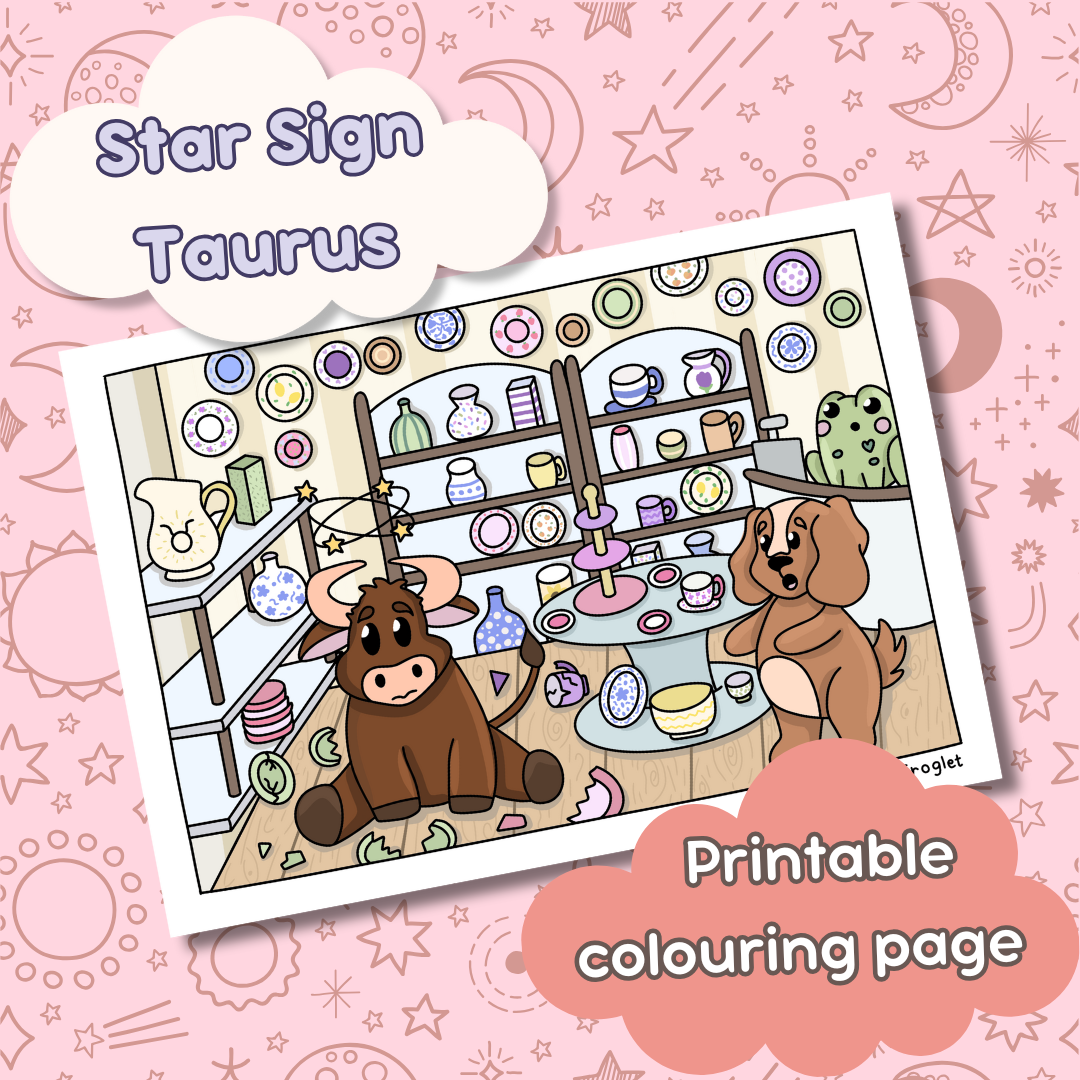 TAURUS • Star Sign Series • Printable Colouring Page
