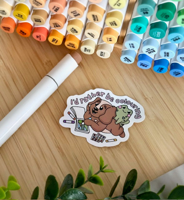 i'd rather be colouring sticker