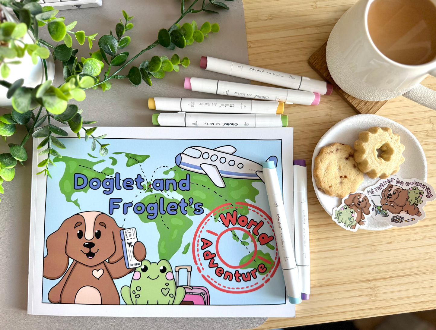 colouring book uk, cute colouring book uk, colouring book with dogs, colouring book with frogs, adult colouring book, colouring book for kids, doglet and froglet, travel colouring book, colouring book gift set