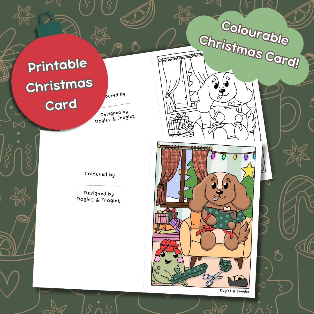 CHRISTMAS COLOURING, colouring christmas card, colourable christmas card, printable christmas card