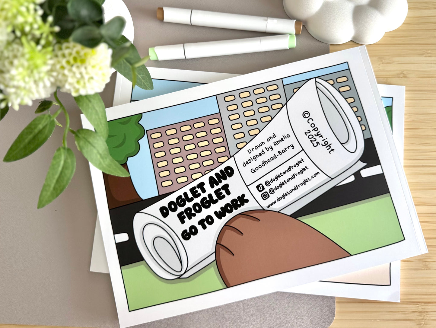 colouring book uk, cute colouring book uk, colouring book with dogs, colouring book with frogs, adult colouring book, colouring book for kids, doglet and froglet, careers colouring book