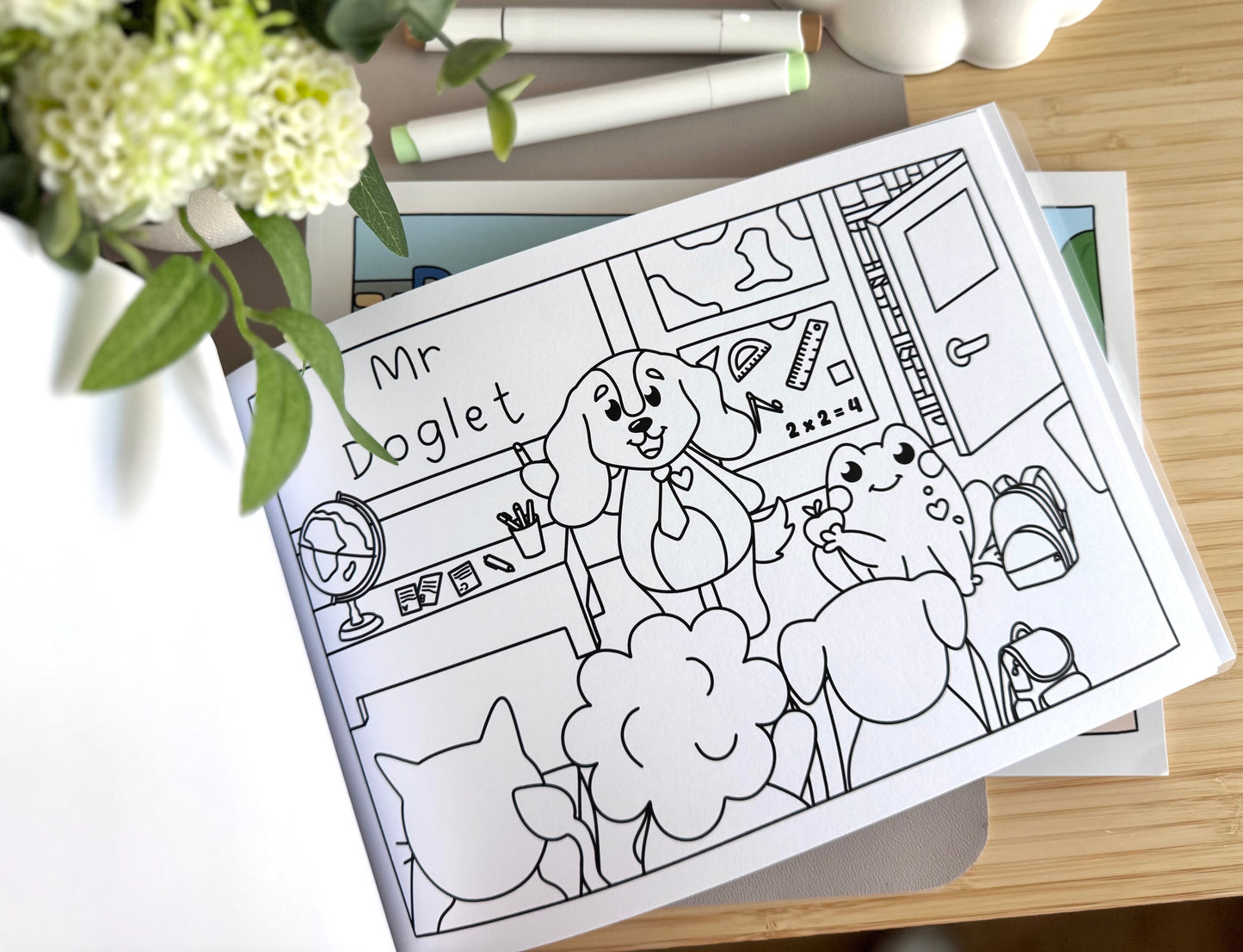 colouring book uk, cute colouring book uk, colouring book with dogs, colouring book with frogs, adult colouring book, colouring book for kids, doglet and froglet, careers colouring book