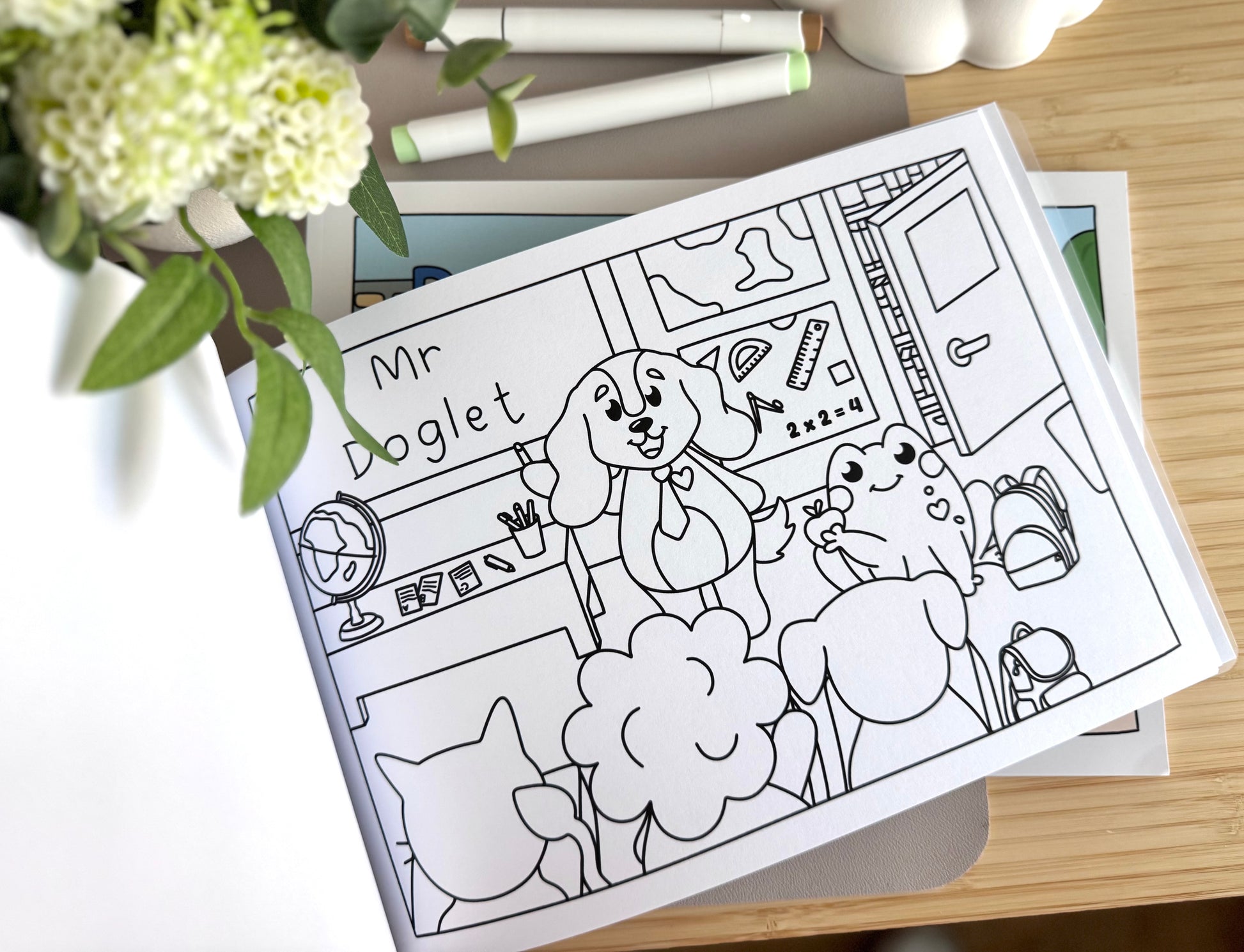 colouring book uk, cute colouring book uk, colouring book with dogs, colouring book with frogs, adult colouring book, colouring book for kids, doglet and froglet, careers colouring book