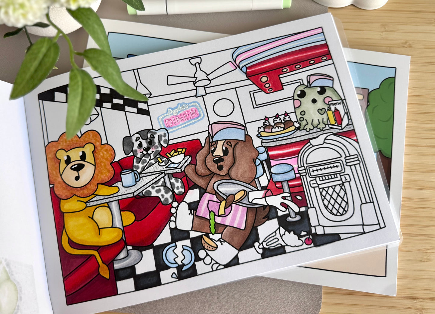 colouring book uk, cute colouring book uk, colouring book with dogs, colouring book with frogs, adult colouring book, colouring book for kids, doglet and froglet, careers colouring book