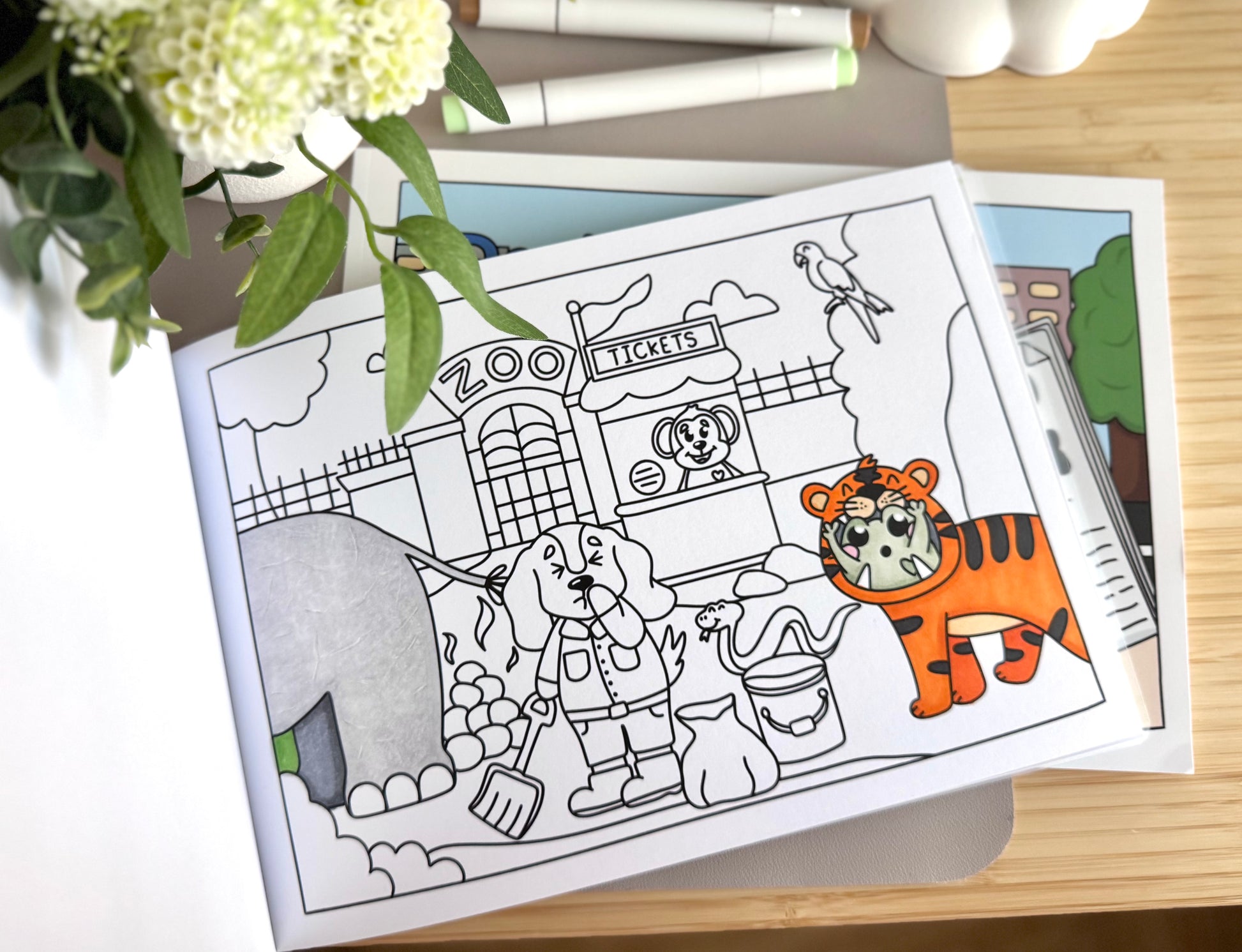 colouring book uk, cute colouring book uk, colouring book with dogs, colouring book with frogs, adult colouring book, colouring book for kids, doglet and froglet, careers colouring book