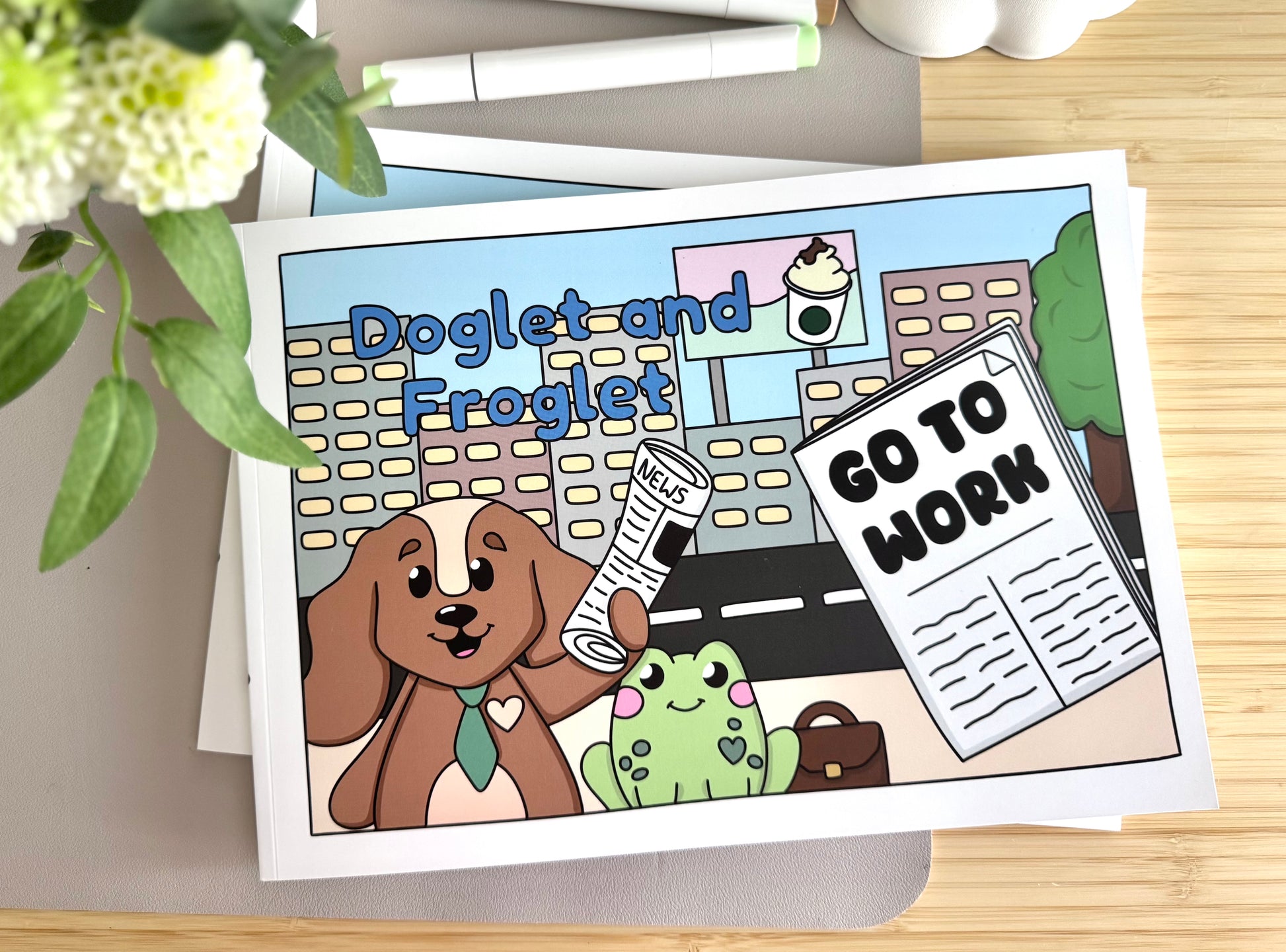 colouring book uk, cute colouring book uk, colouring book with dogs, colouring book with frogs, adult colouring book, colouring book for kids, doglet and froglet, careers colouring book