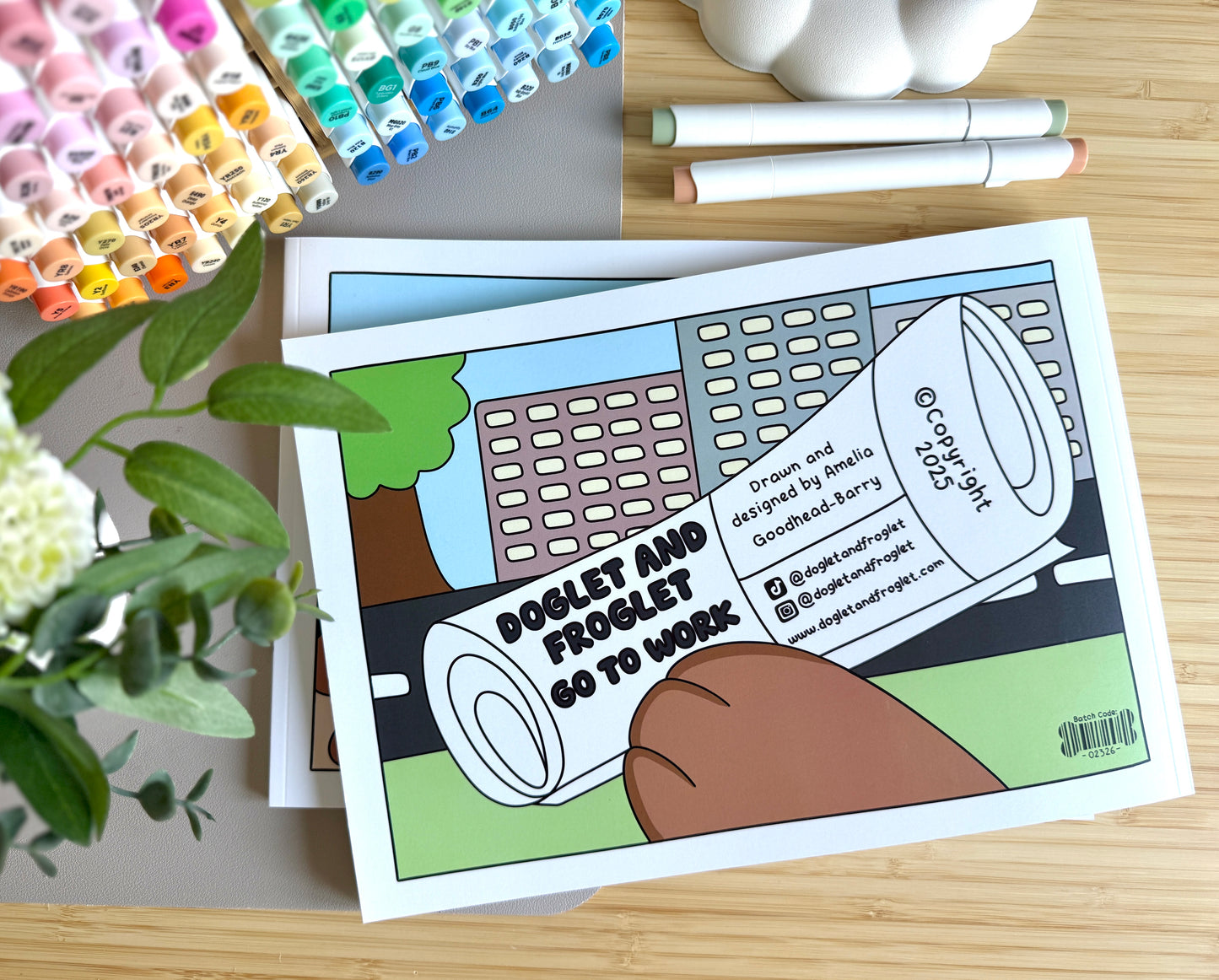Premium A4 cardstock colouring book for adults and children in the UK featuring hand drawn Doglet and Froglet illustrations with thick bleed-resistant pages for alcohol markers
colouring book jobs uk