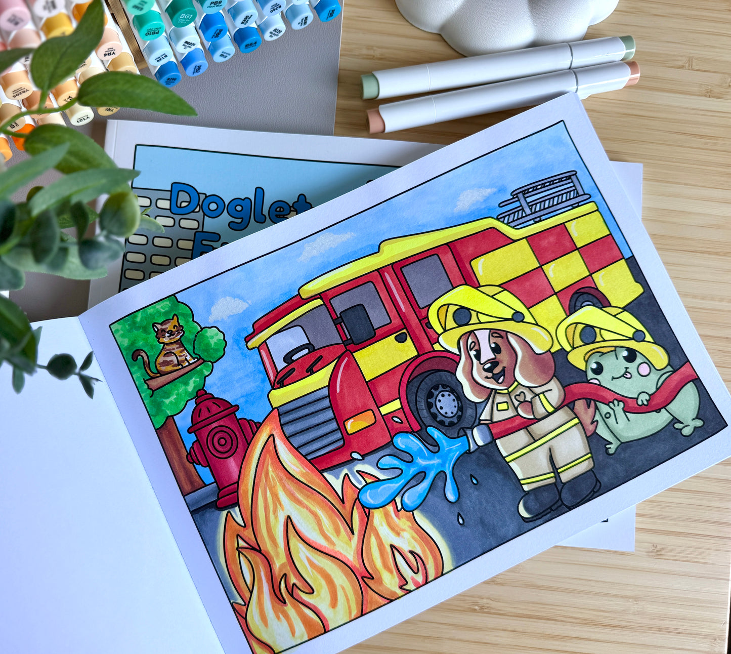 Premium A4 cardstock colouring book for adults and children in the UK featuring hand drawn Doglet and Froglet illustrations with thick bleed-resistant pages for alcohol markers
colouring book jobs