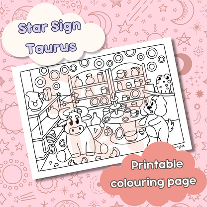 TAURUS • Star Sign Series • Printable Colouring Page