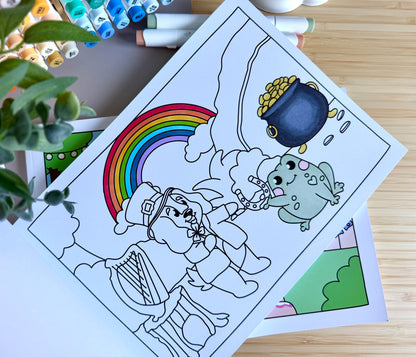 Premium A4 cardstock colouring book for adults and children in the UK featuring hand drawn Doglet and Froglet illustrations with thick bleed-resistant pages for alcohol markers
new doglet and froglet book
