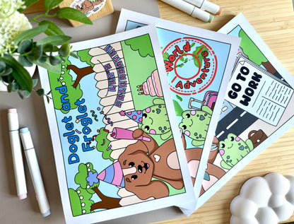 uk cardstock colouring book doglet and froglet three book bundle discount