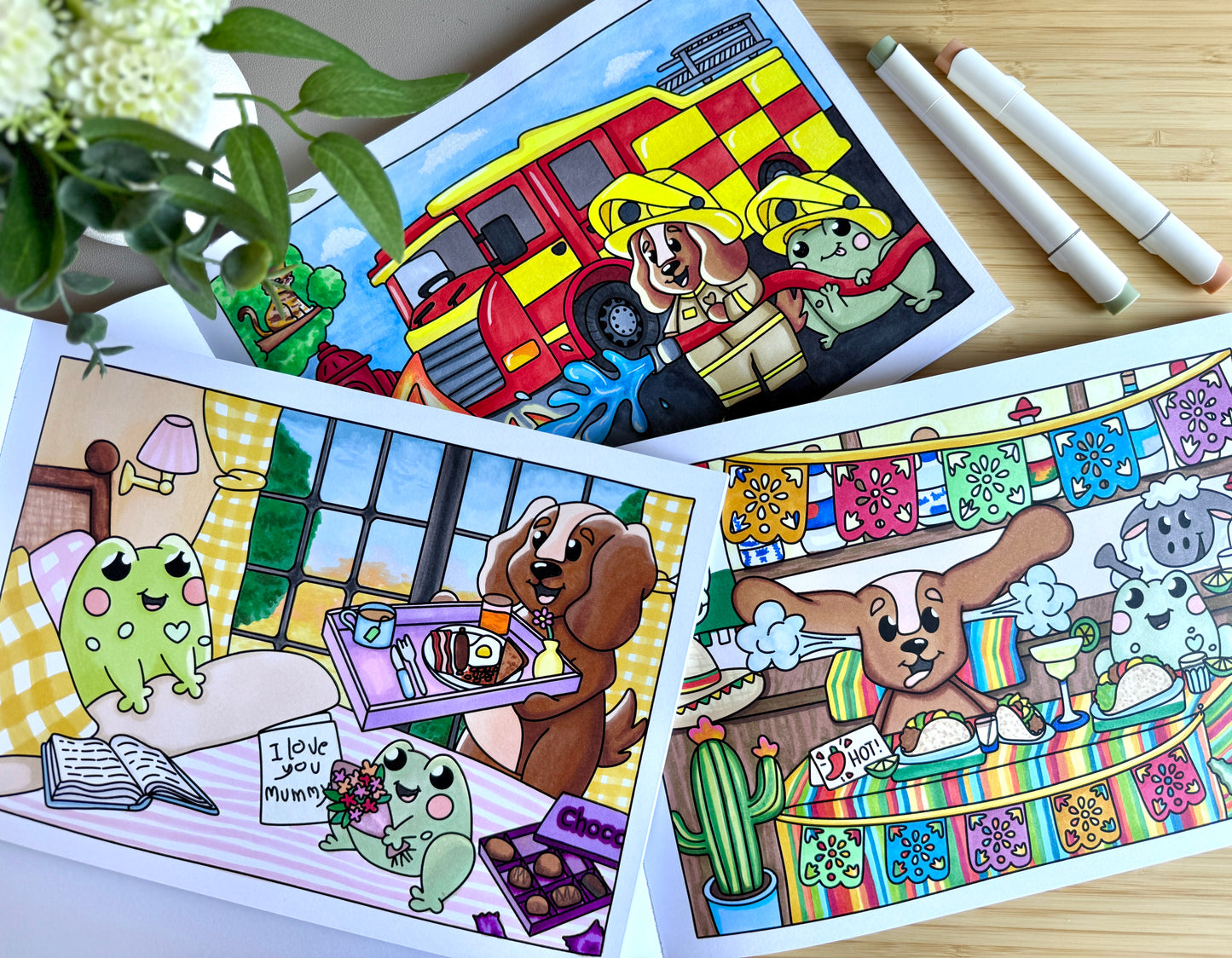 uk cardstock colouring book doglet and froglet three book bundle discount doglet and froglet pages