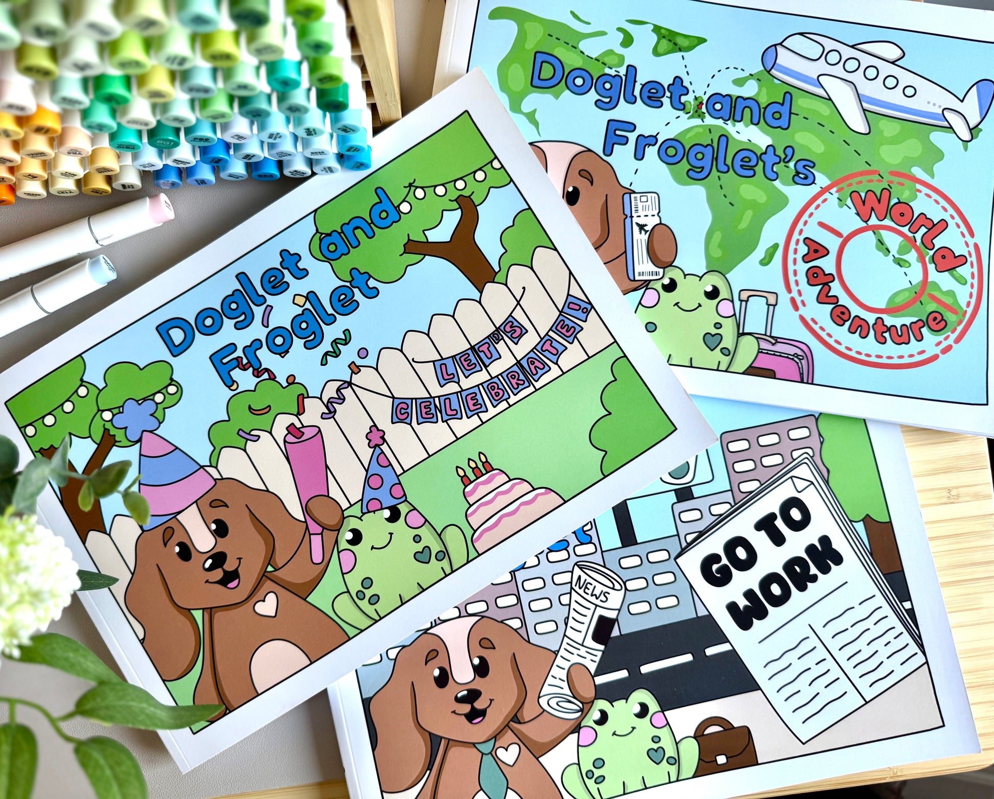 uk cardstock colouring book doglet and froglet three book bundle discount