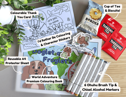 World Adventure Marker Bundle • 26 Page Premium Colouring Book with Markers