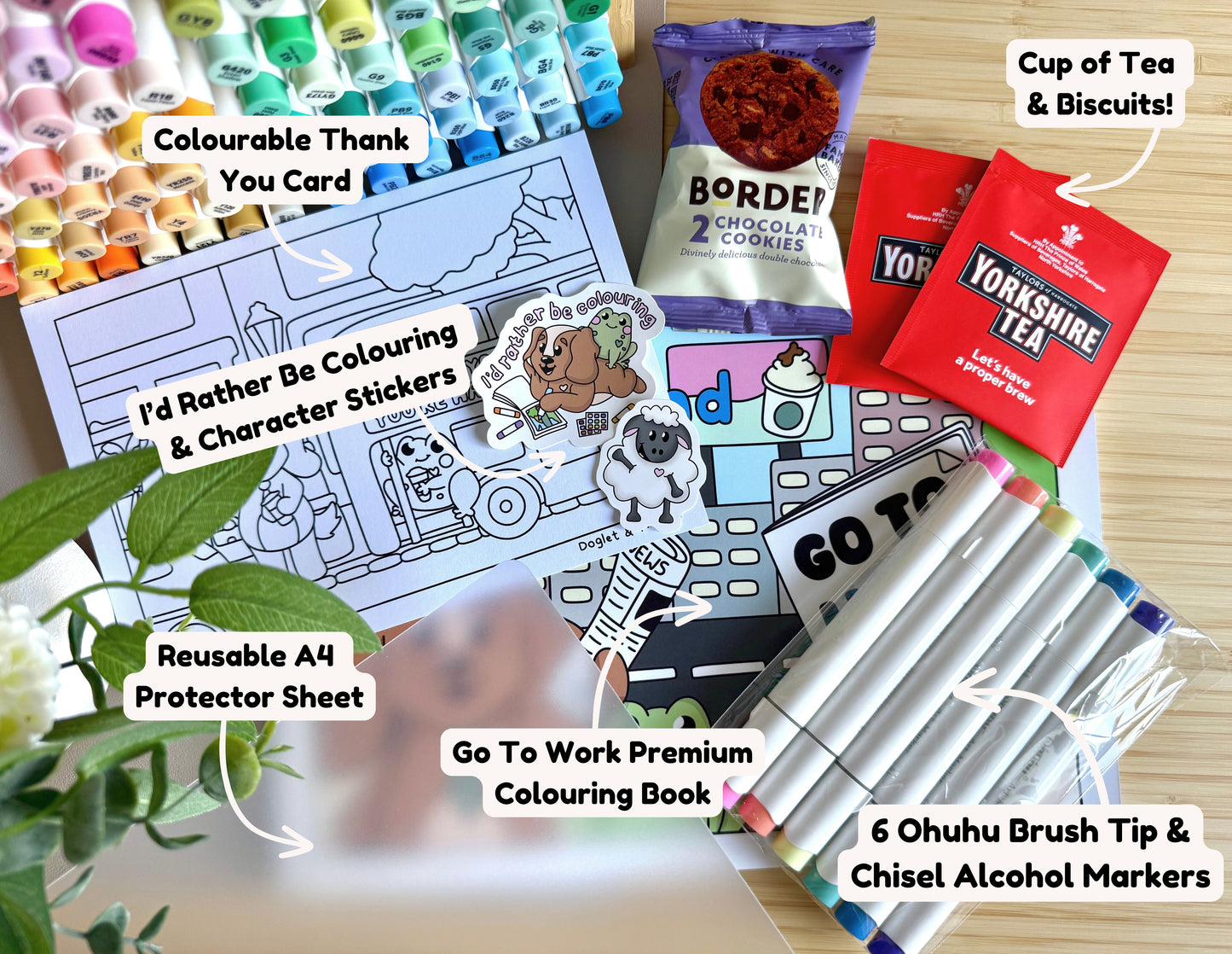 Premium A4 cardstock colouring book for adults and children in the UK featuring hand drawn Doglet and Froglet illustrations with thick bleed-resistant pages for alcohol markers
colouring book gifts