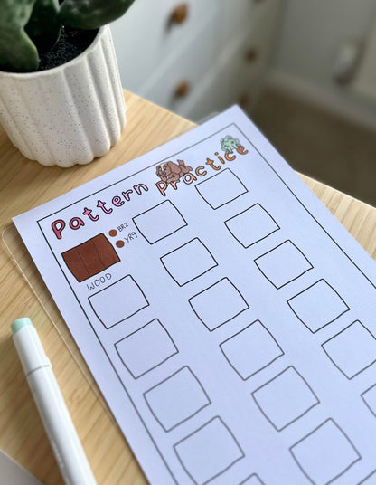 Doglet and Froglet Printable colouring pages. These digital colouring pages are cute and simple ready to download and colour straight away. Following the adventures of an adorable dog and frog, doglet and froglet downloadable colouring pages are great for adults, children and teens. pattern swatch sheet