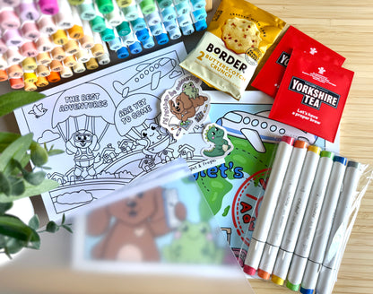 Premium A4 cardstock colouring book for adults and children in the UK featuring hand drawn Doglet and Froglet illustrations with thick bleed-resistant pages for alcohol markers
colouring gifts